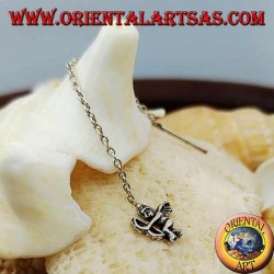 Boucles d'oreilles chaîne en argent avec Cupidon 6 cm