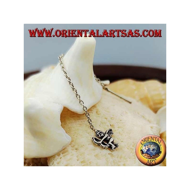 Silver chain earrings with 6 cm Cupid