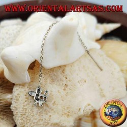 Boucles d'oreilles chaîne en argent avec Cupidon 6 cm