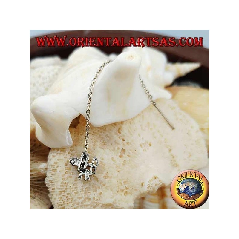 Silver chain earrings with 6 cm Cupid