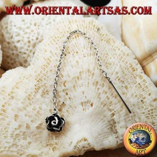 Silver chain earrings with 6 cm rose