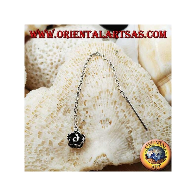 Pendientes de plata con cadena de 6 cm de rosa