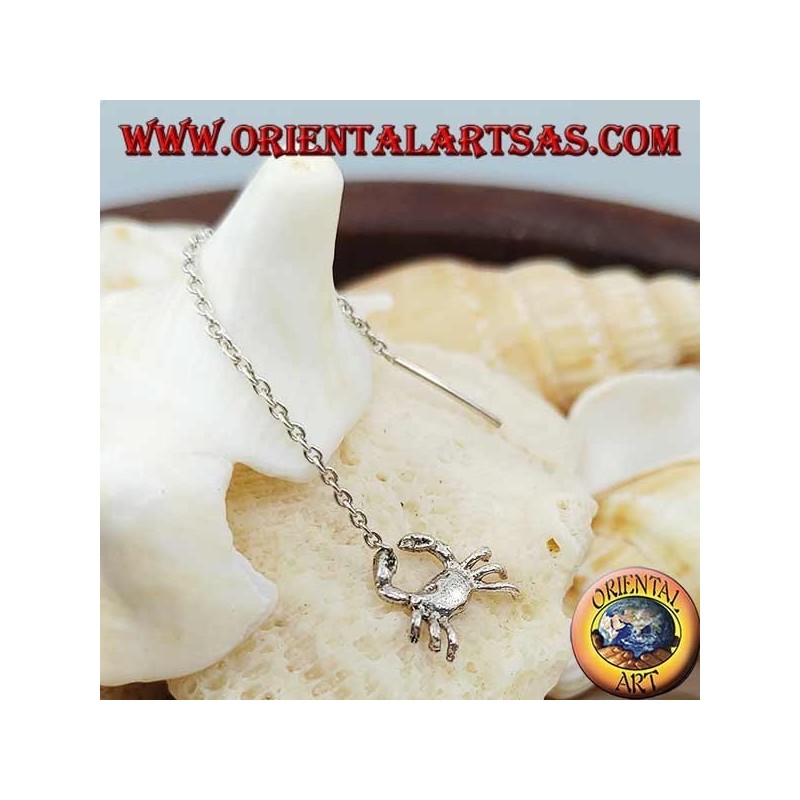 Boucles d'oreilles chaîne en argent avec crabe de 6 cm