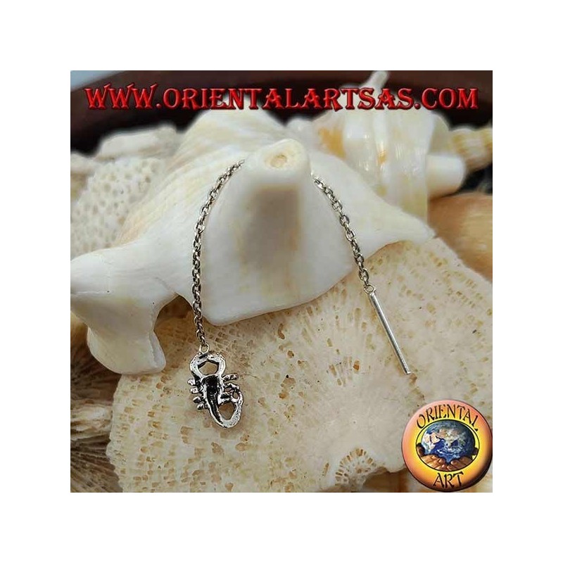 Boucles d'oreilles chaîne en argent avec scorpion 6 cm