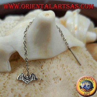 Silver chain earrings with 6 cm bat
