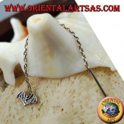 Silver chain earrings with 6 cm bat
