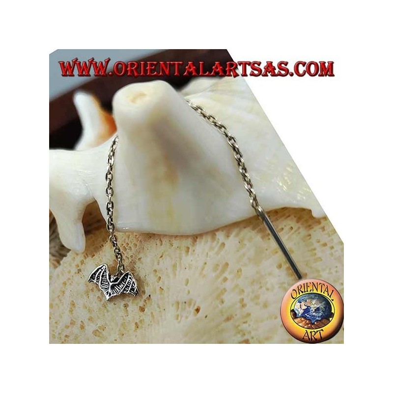 Silver chain earrings with 6 cm bat
