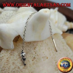 Silver chain earrings with 6 cm seahorse