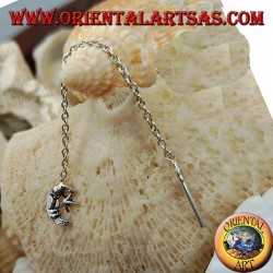Pendientes de cadena de plata con luna y estrella de 6 cm.