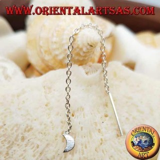 Silver earrings with 6 cm smooth moon chain