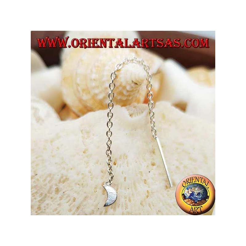 Silver earrings with 6 cm smooth moon chain
