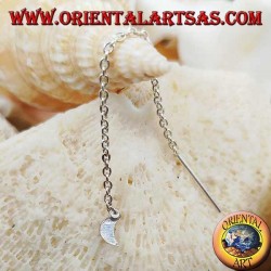 Boucles d'oreilles en argent avec chaîne lune lisse de 6 cm