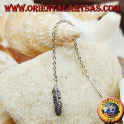 Silver chain earrings with 6 cm feather