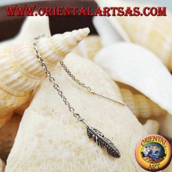 Boucles d'oreilles chaîne en argent avec plume de 6 cm