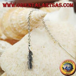 Boucles d'oreilles chaîne en argent avec plume de 6 cm