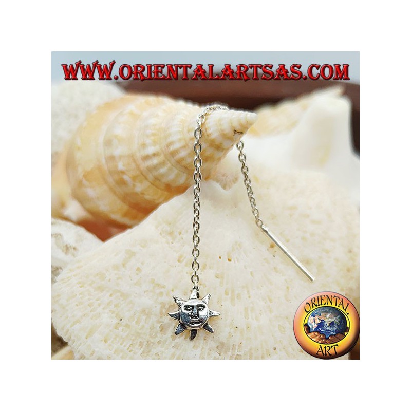 Boucles d'oreilles chaîne en argent avec 6 cm de soleil
