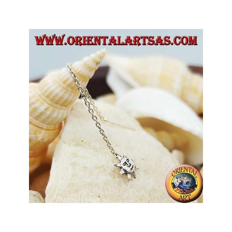Orecchini in argento a catenina con sole da 6 cm