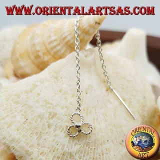 Orecchini in argento a catenina con trifoglio da 6 cm
