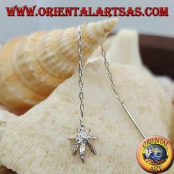 Boucles d'oreilles chaîne en argent avec feuille de marijuana de 6 cm