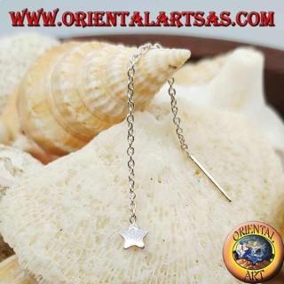 Orecchini in argento a catenina con stella liscia da 6 cm