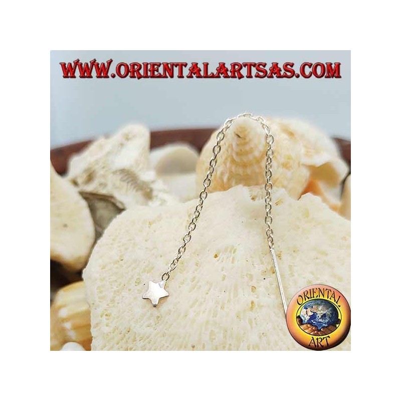 Orecchini in argento a catenina con stella liscia da 6 cm
