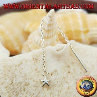 Boucles d'oreilles chaîne en argent avec étoile arrondie 6 cm