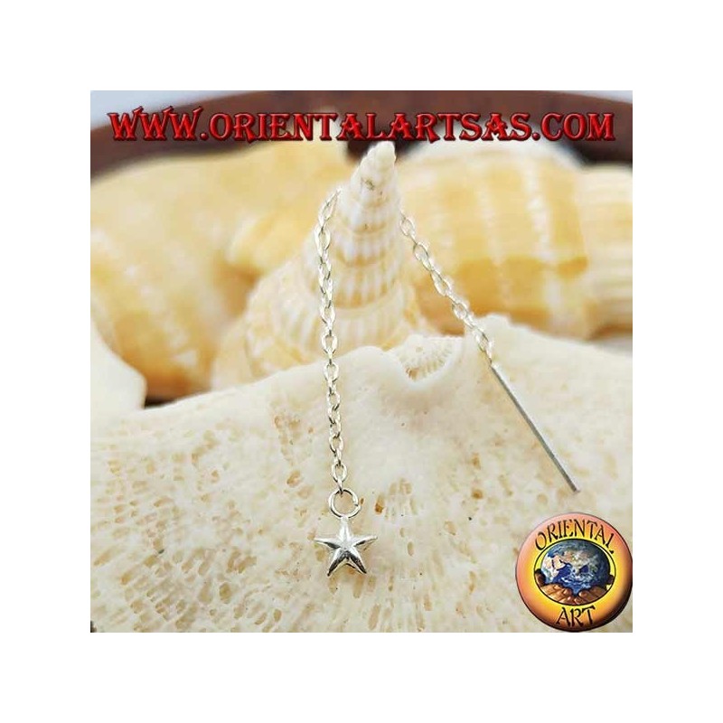 Silberne Kettenohrringe mit 6 cm abgerundetem Stern