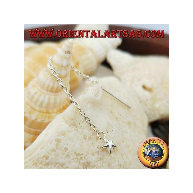 Silver chain earrings with 6 cm rounded star