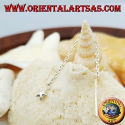 Pendientes de cadena de plata con estrella redondeada de 6 cm.