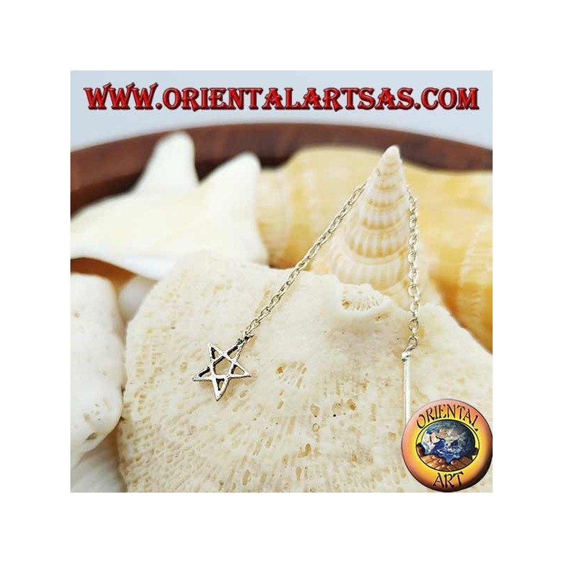 Silver chain earrings with 6 cm openwork star