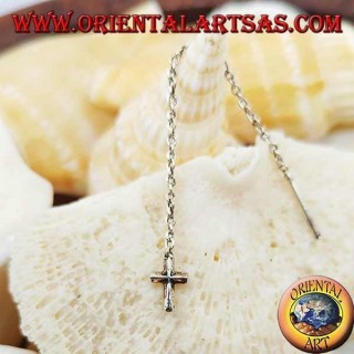Boucles d'oreilles chaîne en argent avec croix de 6 cm