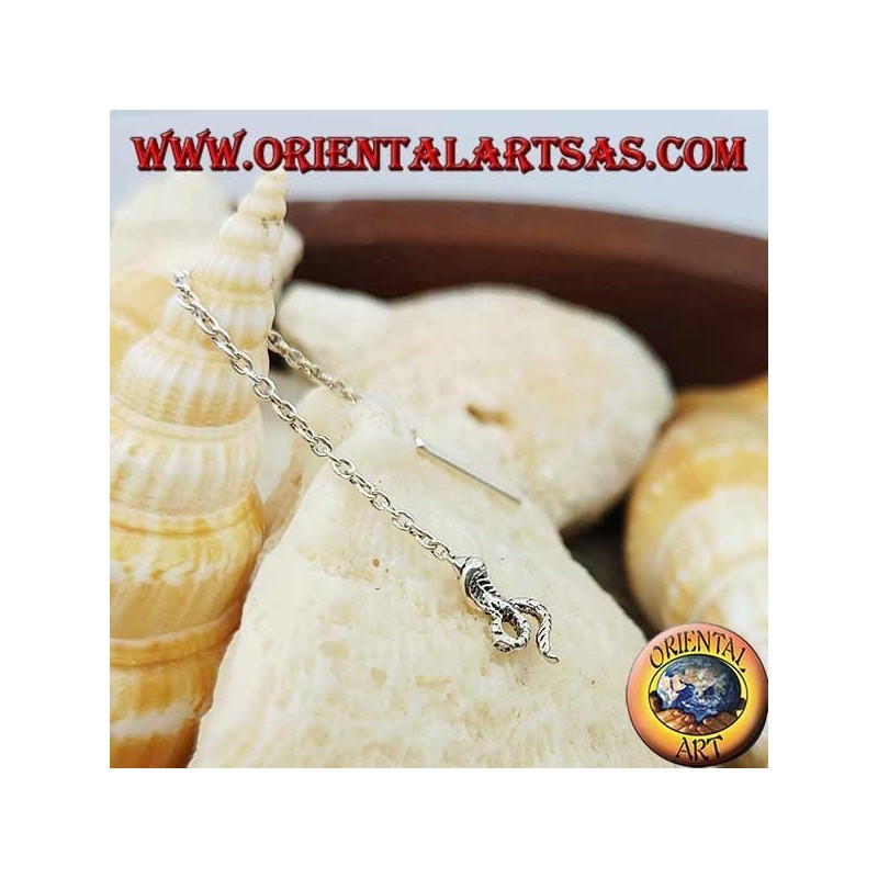 Silver chain earrings with 6 cm cobra