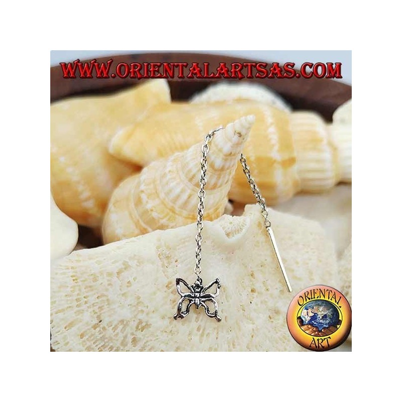 Silberne Kettenohrringe mit 6 cm Schmetterling