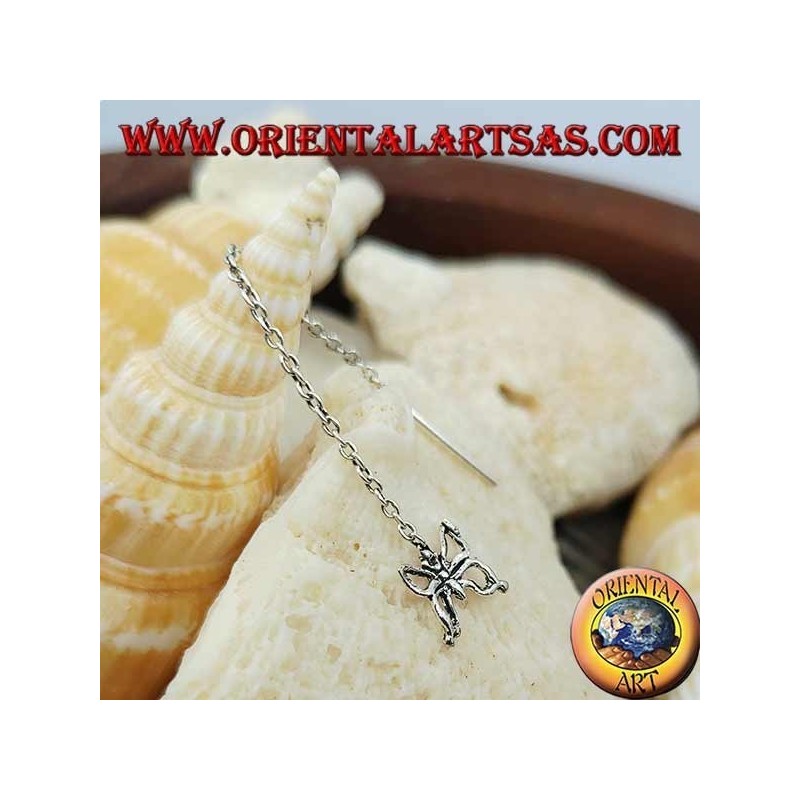 Silver chain earrings with 6 cm butterfly