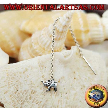 Silver chain earrings with 6 cm elephant