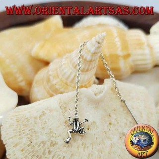 Boucles d'oreilles chaîne en argent avec grenouille 6 cm
