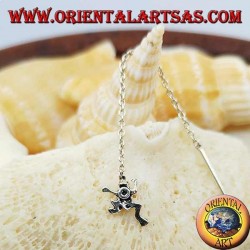 Silver chain earrings with 6 cm frog