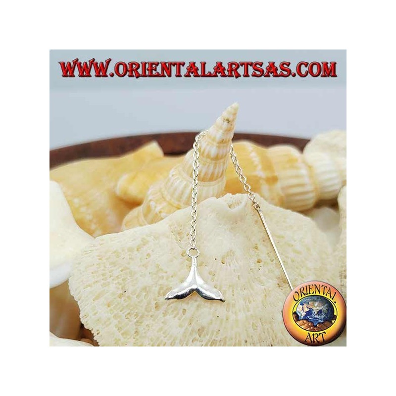 Silver earrings with 6 cm whale tail chain