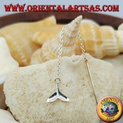 Silver earrings with 6 cm whale tail chain