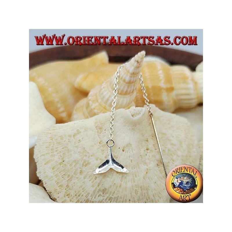 Pendientes de plata con cadena de cola de ballena de 6 cm.
