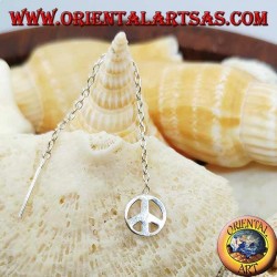 Boucles d'oreilles chaîne en argent avec symbole de paix de 6 cm