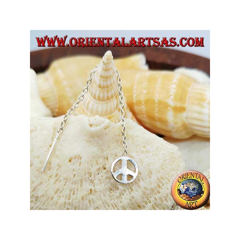 Boucles d'oreilles chaîne en argent avec symbole de paix de 6 cm