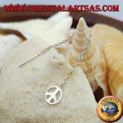 Pendientes de plata con símbolo de paz de 6 cm.