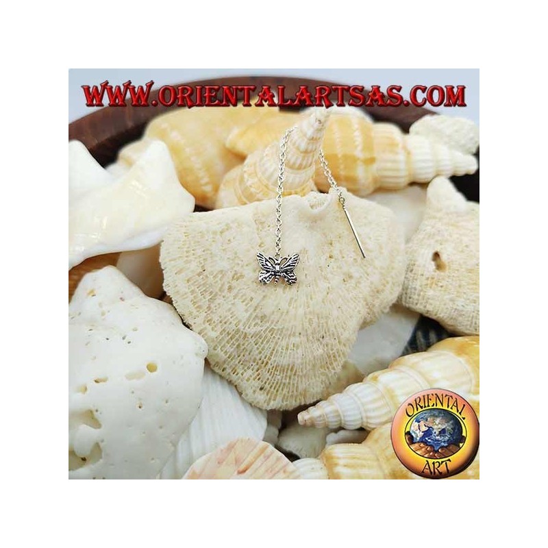 Orecchini in argento a catenina con farfalla stilizzata da 6 cm