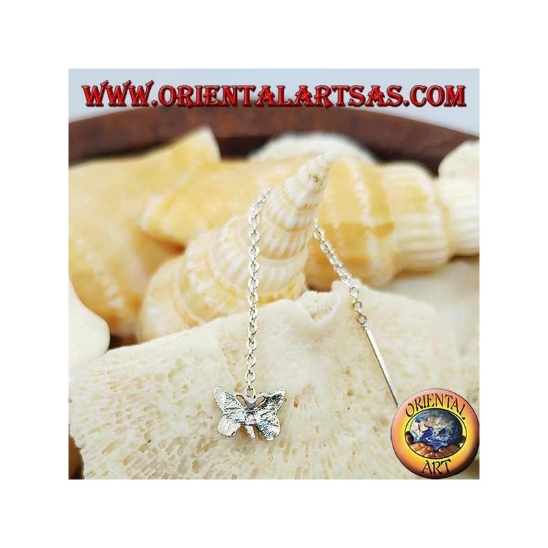 Pendientes de plata con mariposa estilizada de 6 cm.