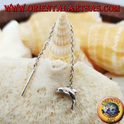 Silver chain earrings with 6 cm dolphin