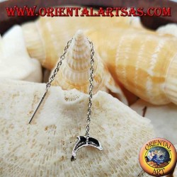 Silver chain earrings with 6 cm dolphin