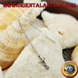 Silver chain earrings with a 6 cm sword of love