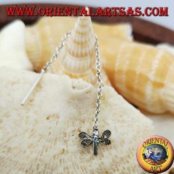 Silver chain earrings with 6 cm dragonfly