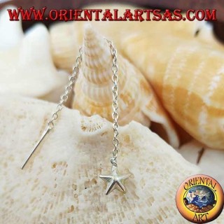 Silver chain earrings with a 6 cm large rounded star